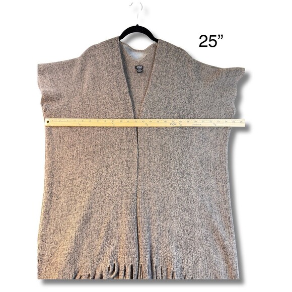 Roffe Accessories Fringed Open Front Cardigan Poncho Sweater Wrap Brown Soft - Picture 8 of 10